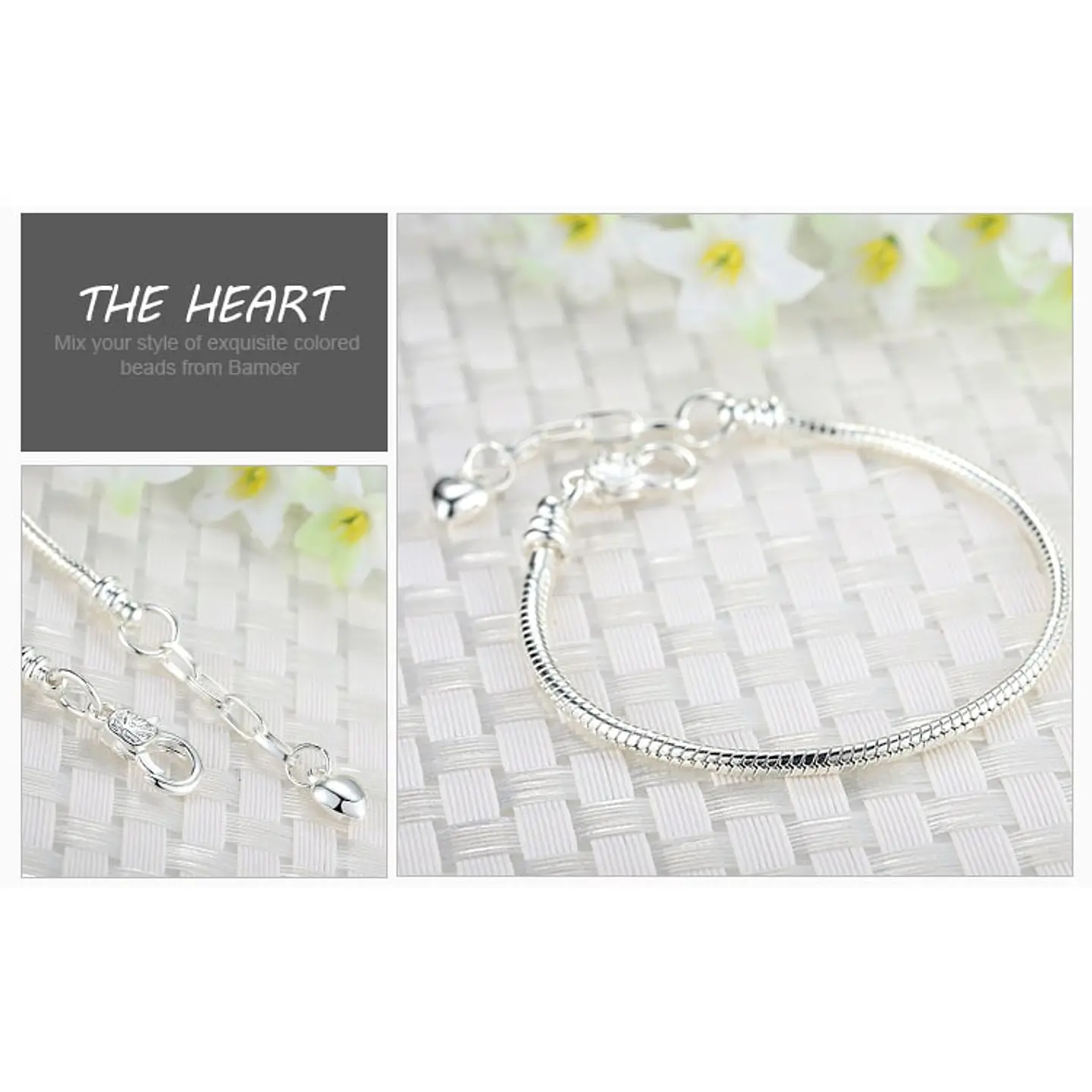 Pulsera Para Charms Ajustable Plateada 3
