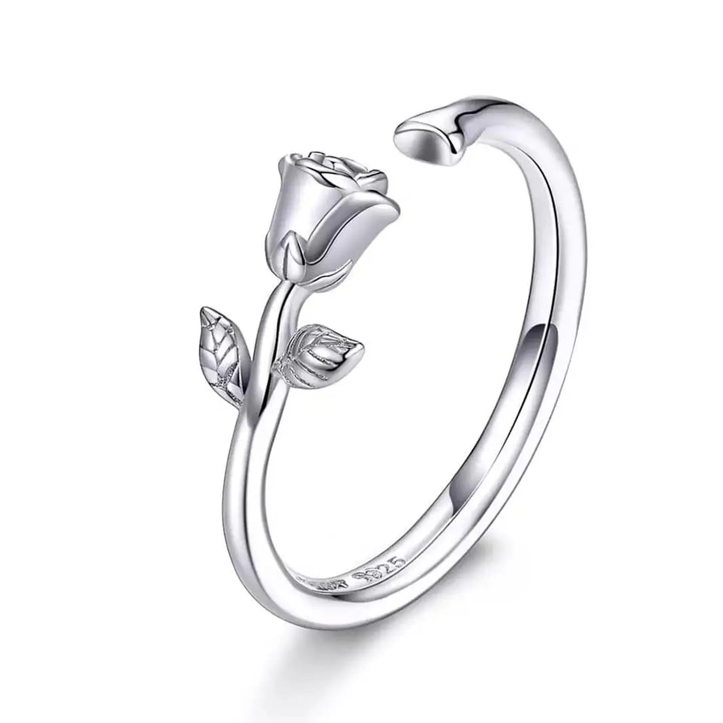 Anillo Plata 925 Rosa Plateada Ajustable 1
