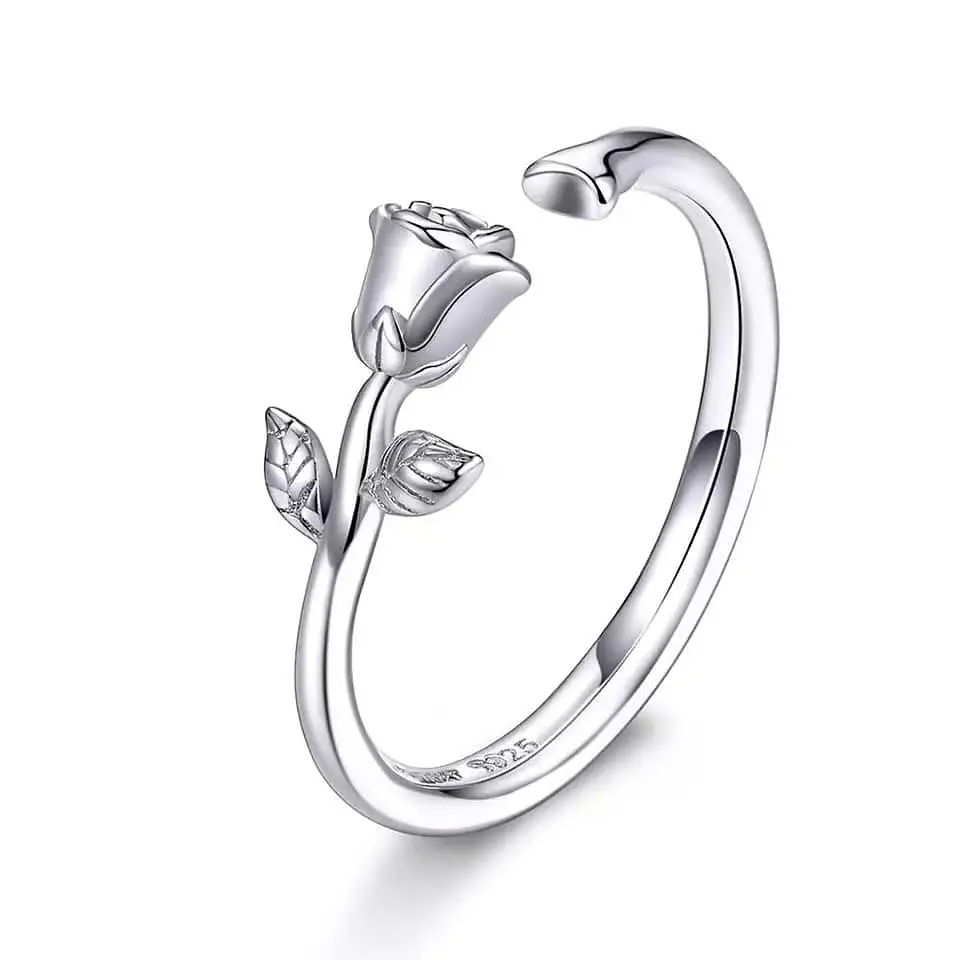 Anillo Plata 925 Rosa Plateada Ajustable 1
