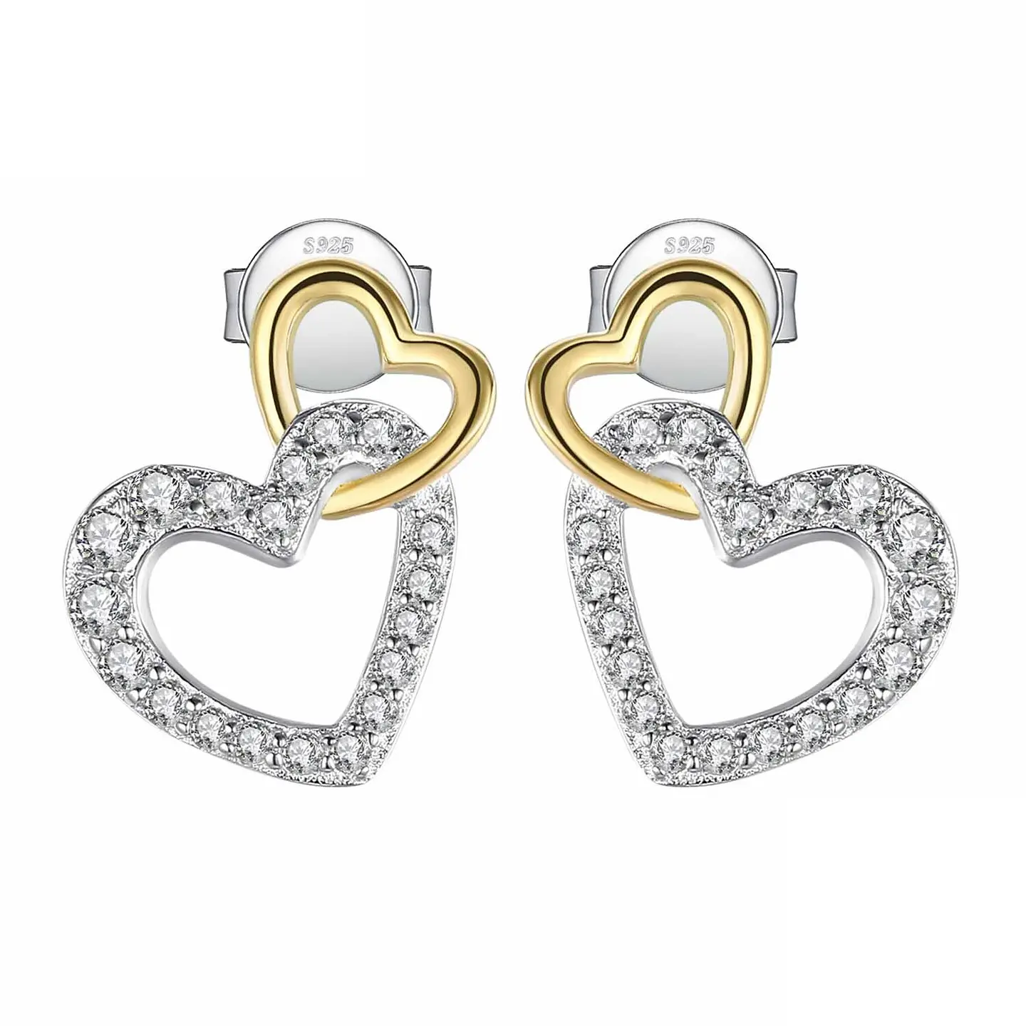 Aros Plata 925 Doble Corazon 1