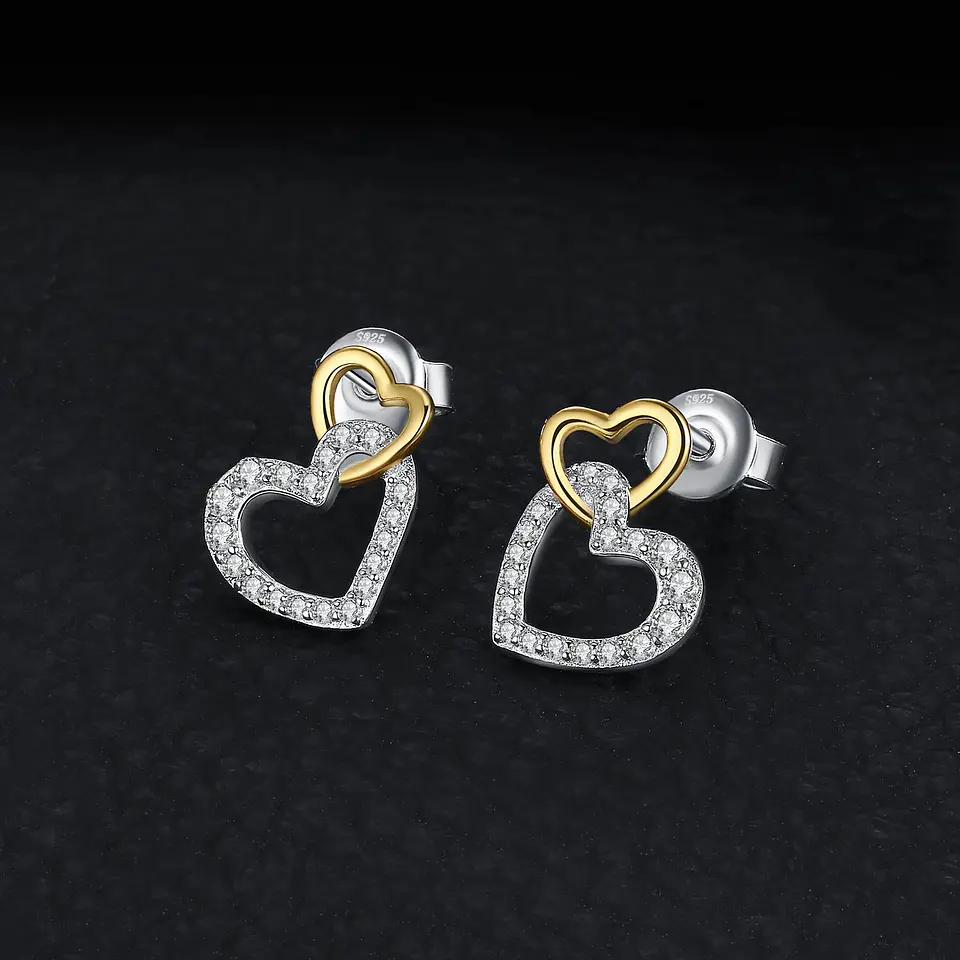 Aros Plata 925 Doble Corazon 3