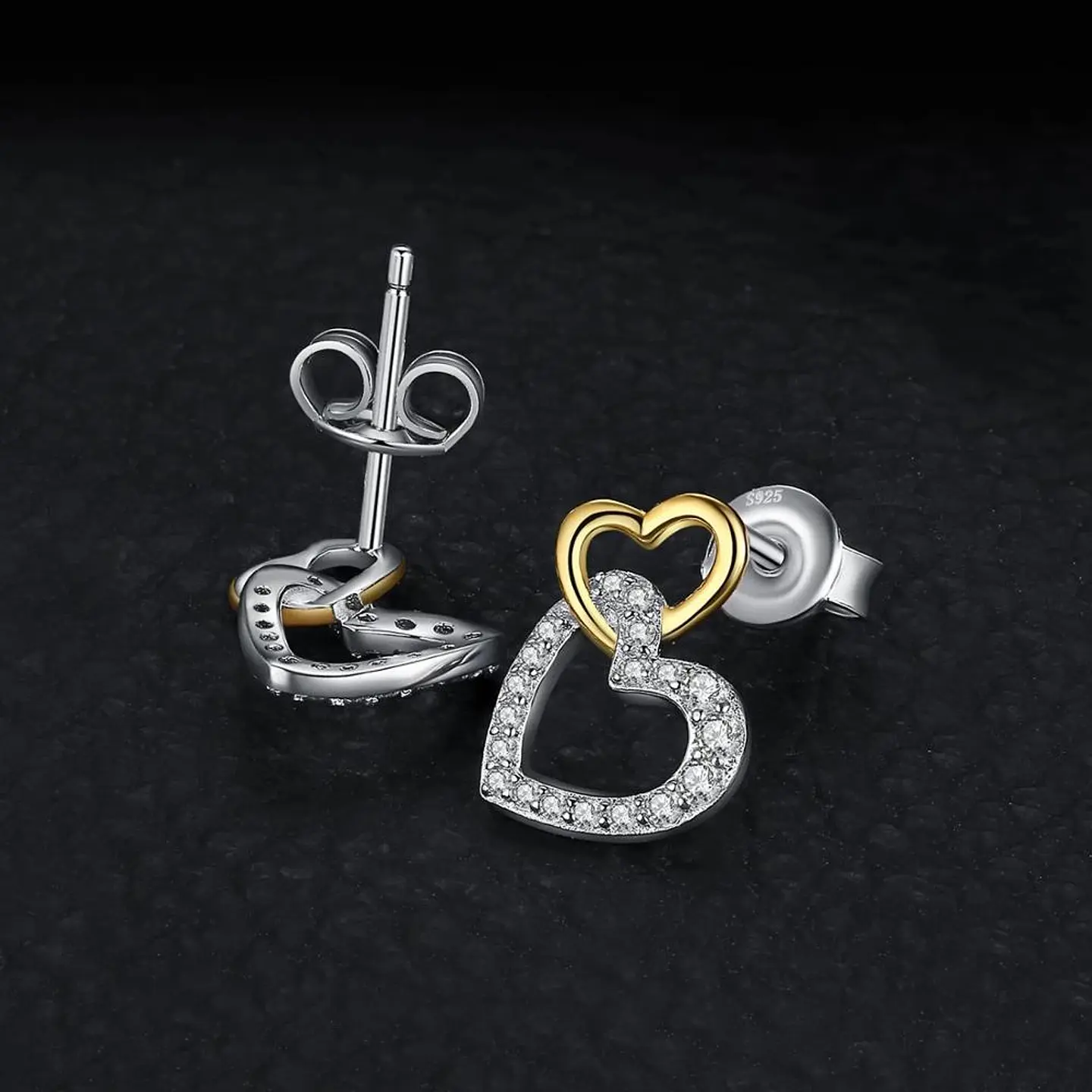 Aros Plata 925 Doble Corazon 4