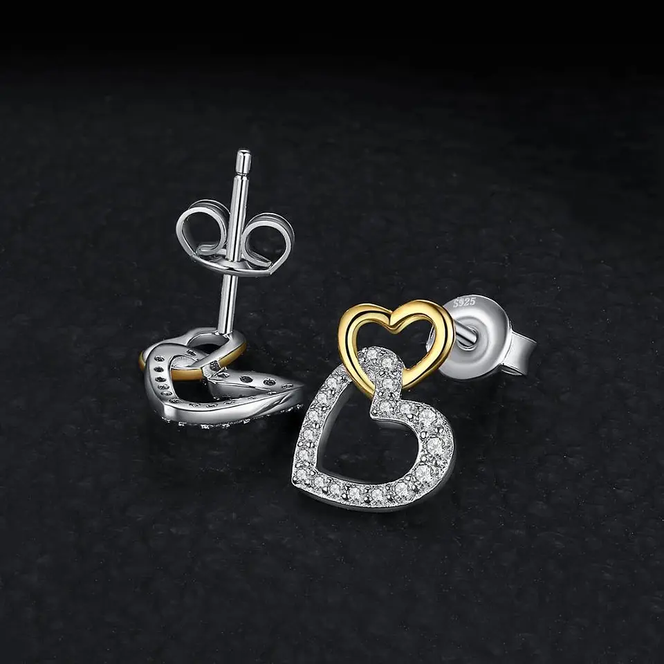 Aros Plata 925 Doble Corazon 4