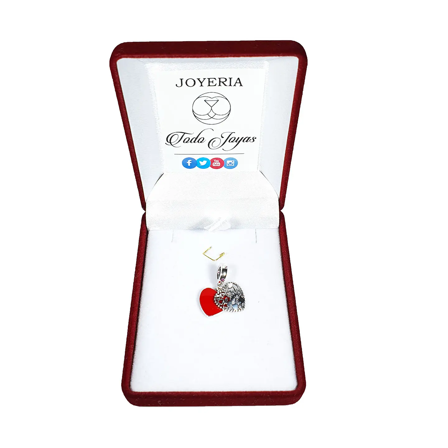 Charm Dije Plata 925 Doble Corazon Family 2