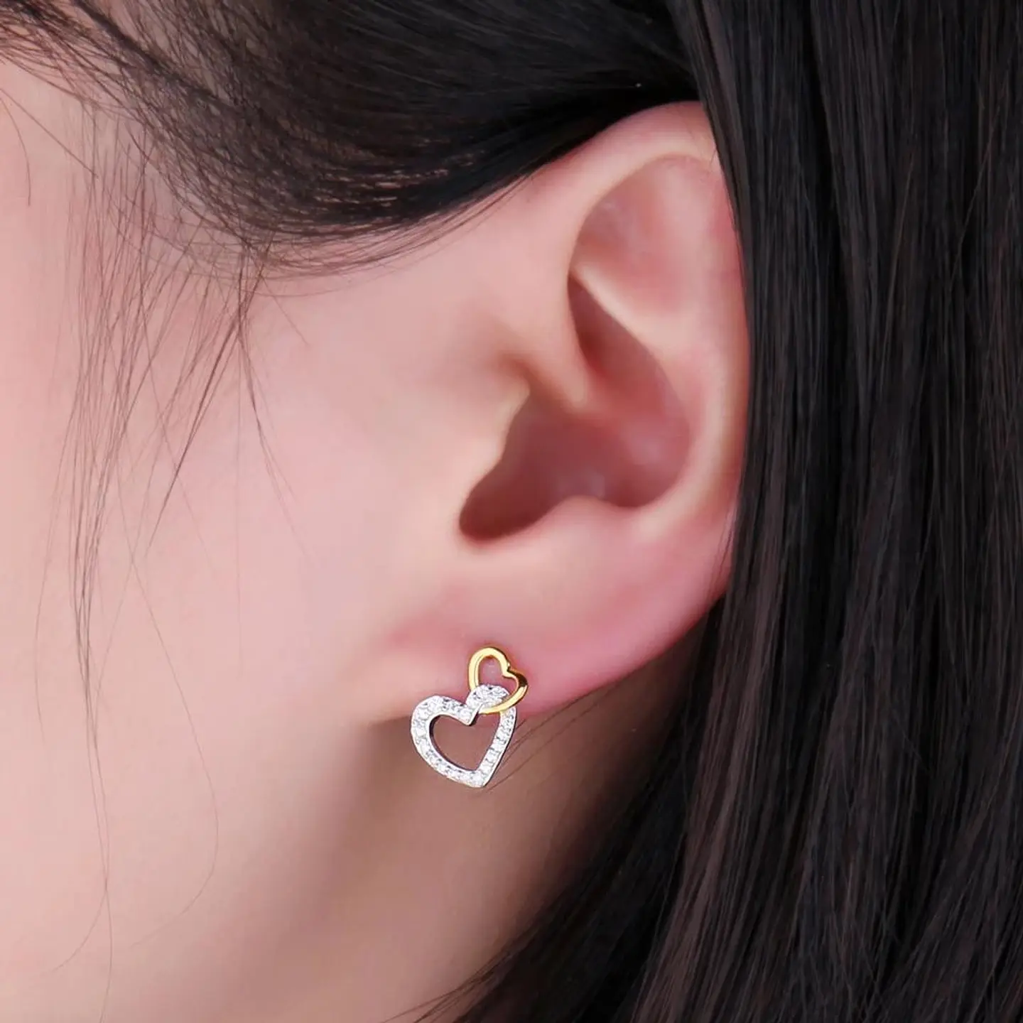 Aros Plata 925 Doble Corazon 5