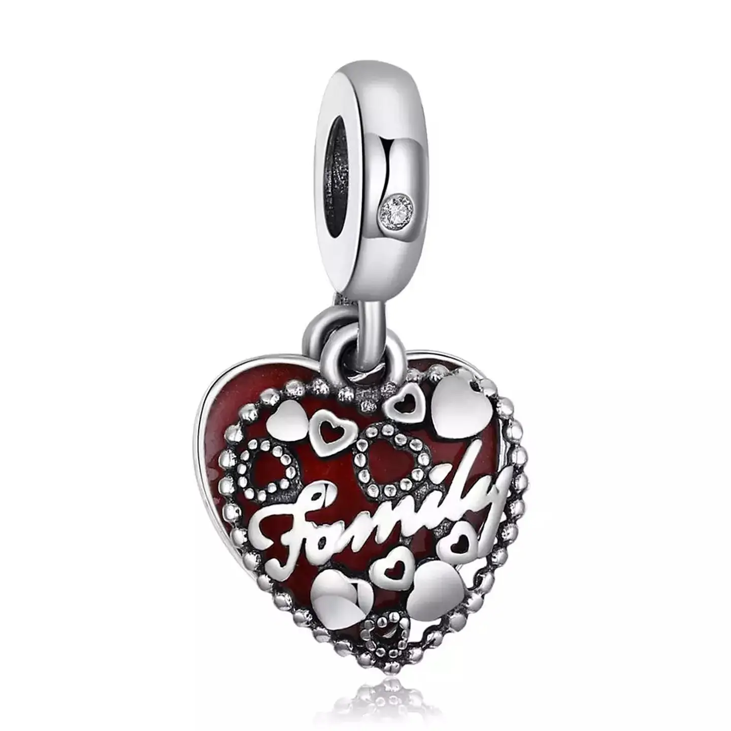 Charm Dije Plata 925 Doble Corazon Family 3