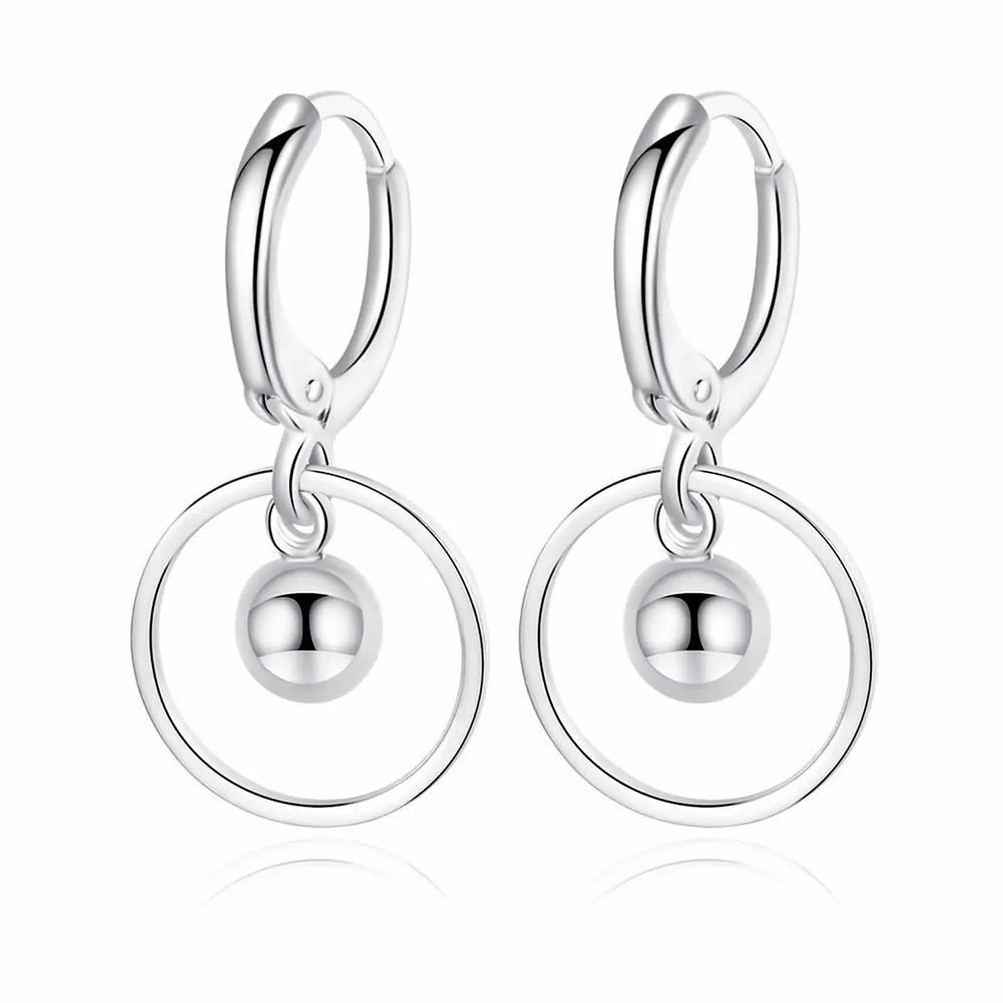 Aros Argollas Bolita Plateado 1
