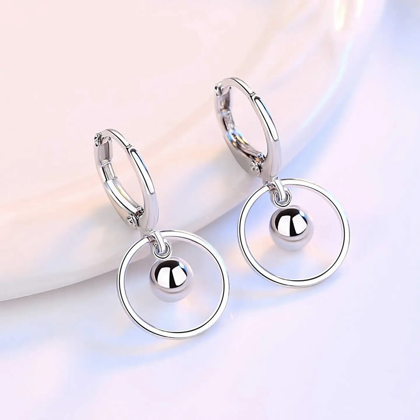 Aros Argollas Bolita Plateado 3