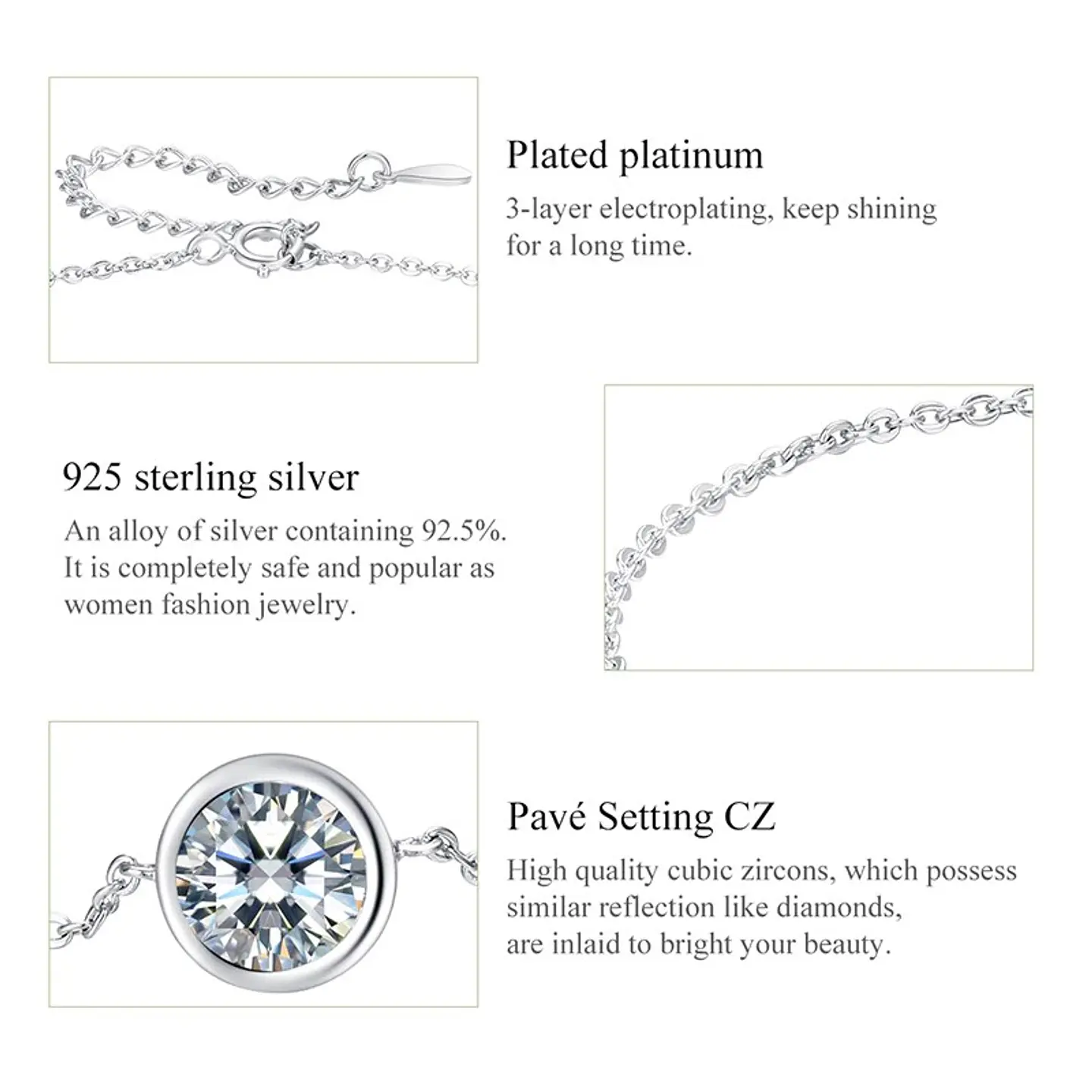 Pulsera Plata 925 Circon Plateada 6