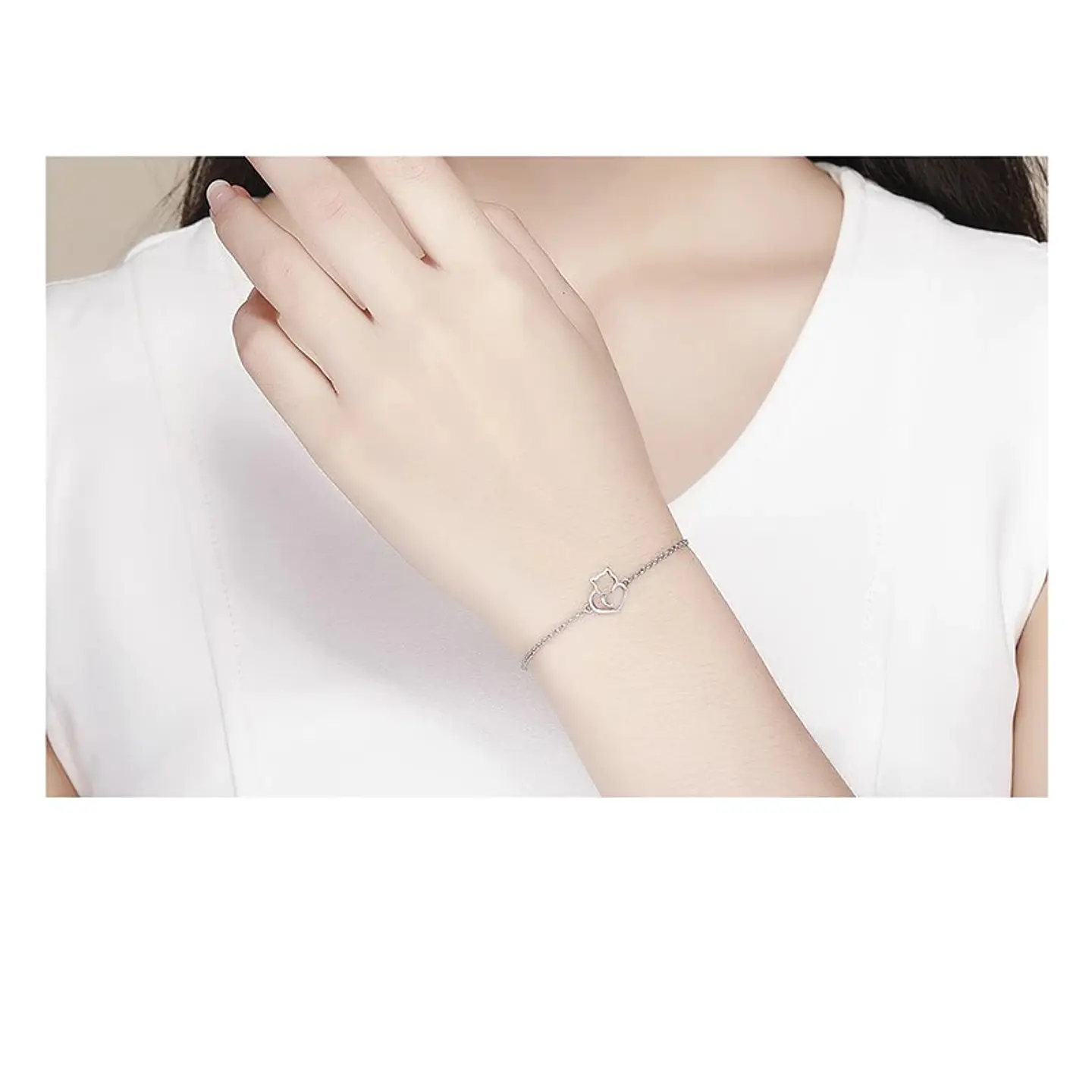 Pulsera Plata 925 Gato Plateado 4