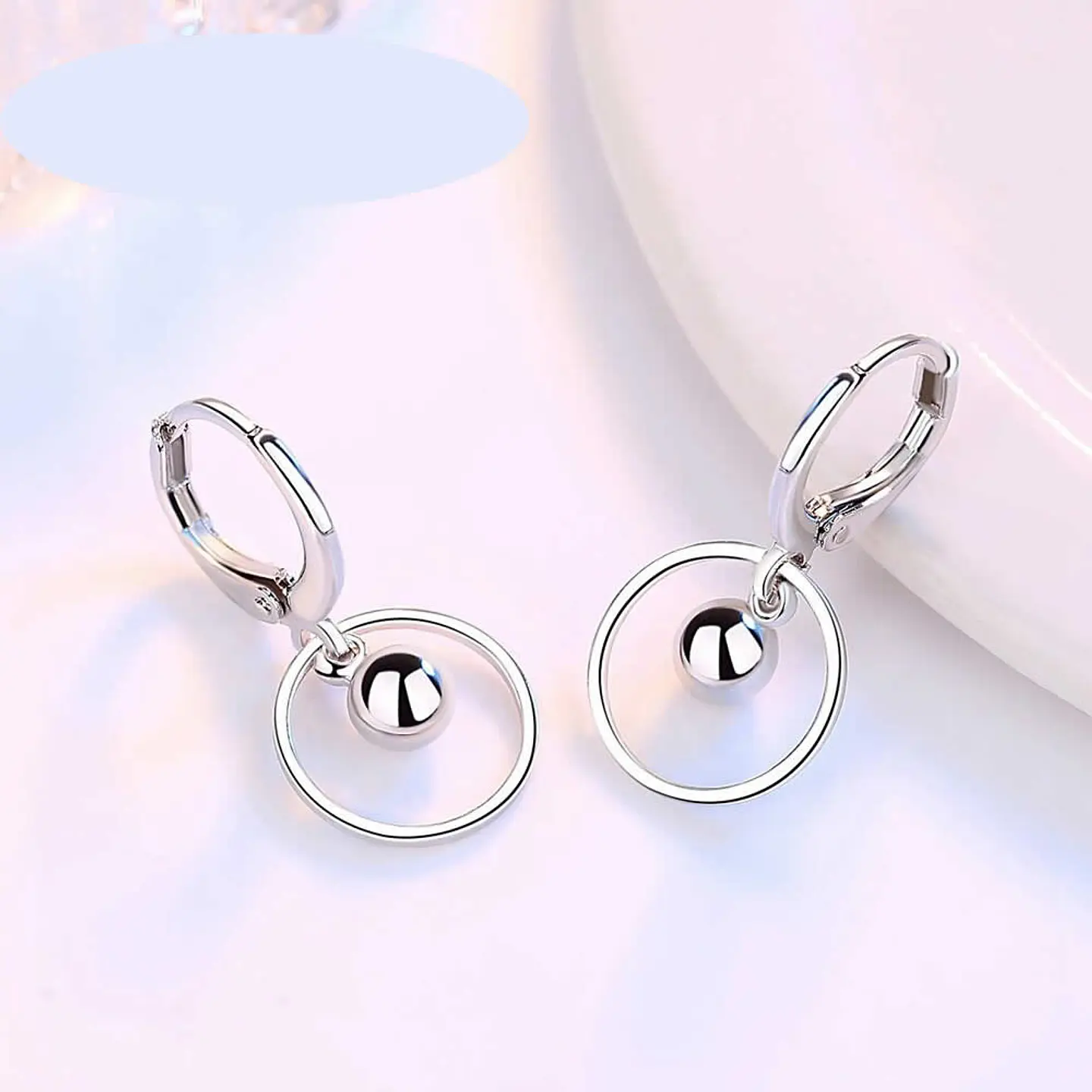 Aros Argollas Bolita Plateado 5