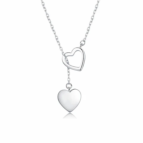 Collar Amor Doble Corazon Plateado