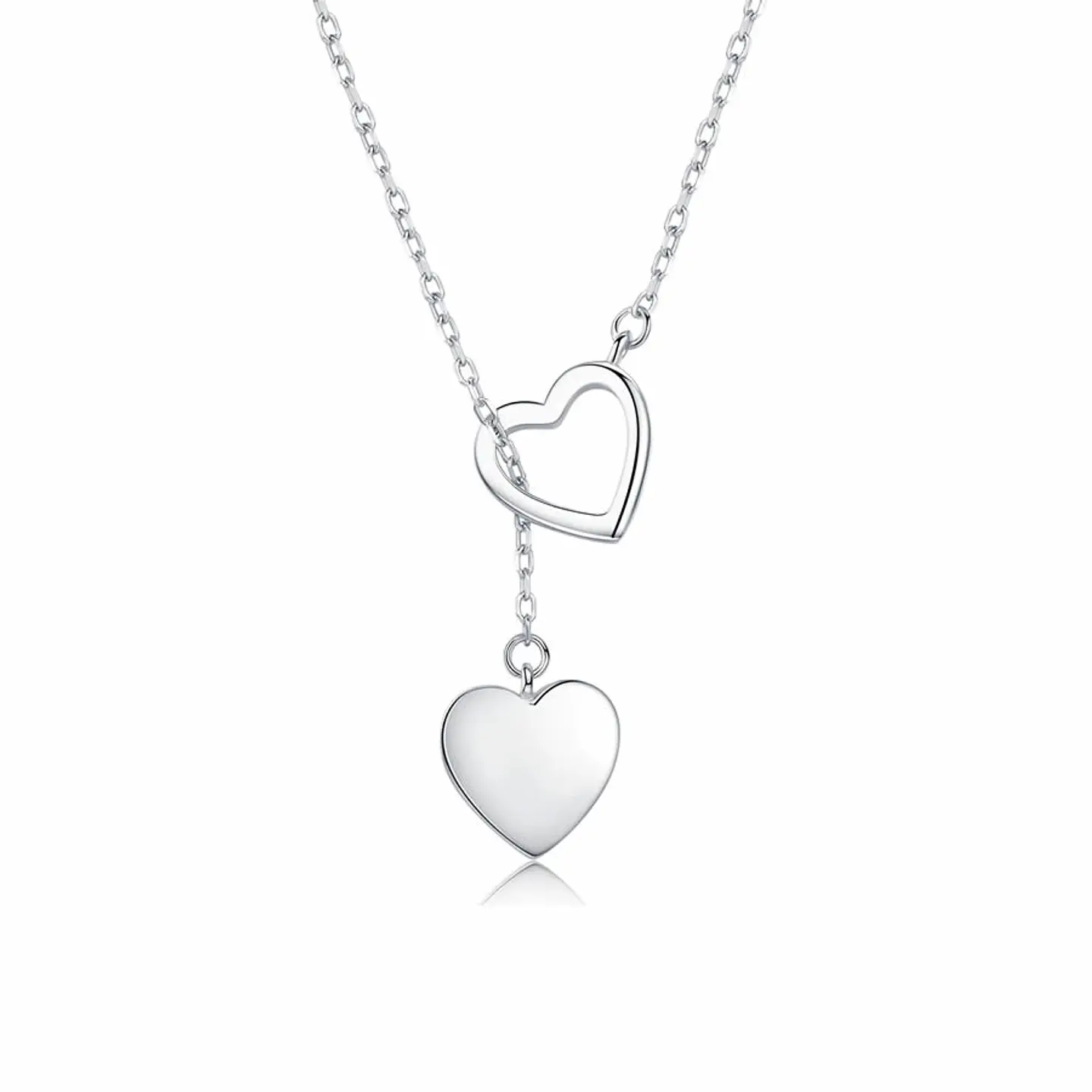 Collar Amor Doble Corazon Plateado 1