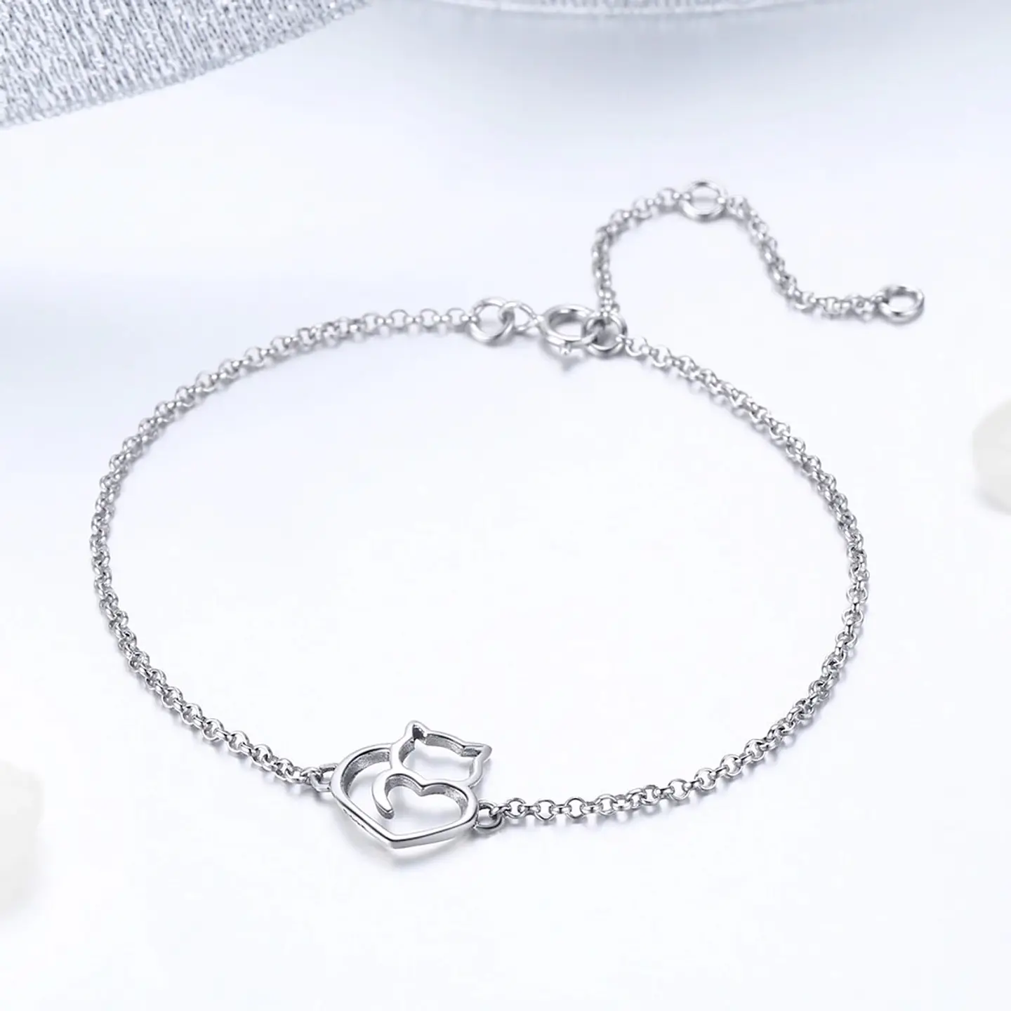 Pulsera Plata 925 Gato Plateado 5
