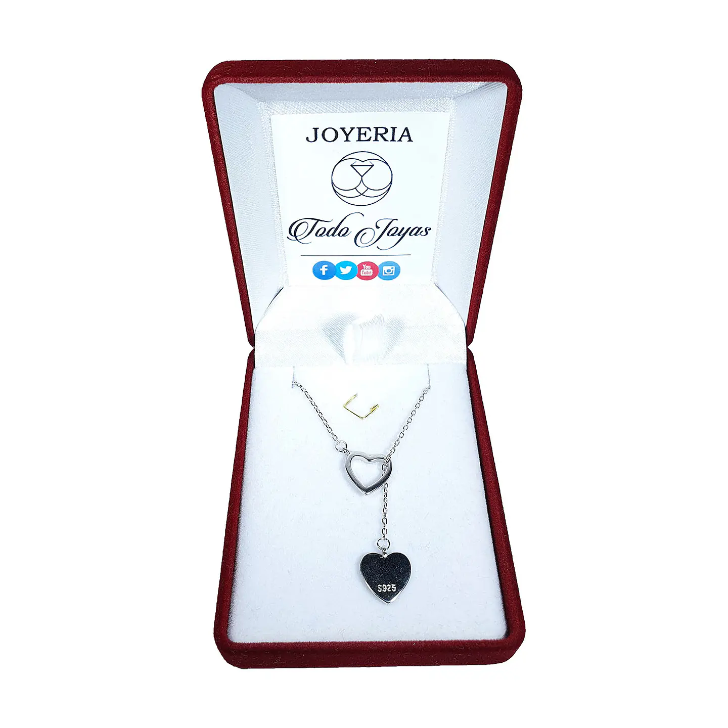 Collar Amor Doble Corazon Plateado 2