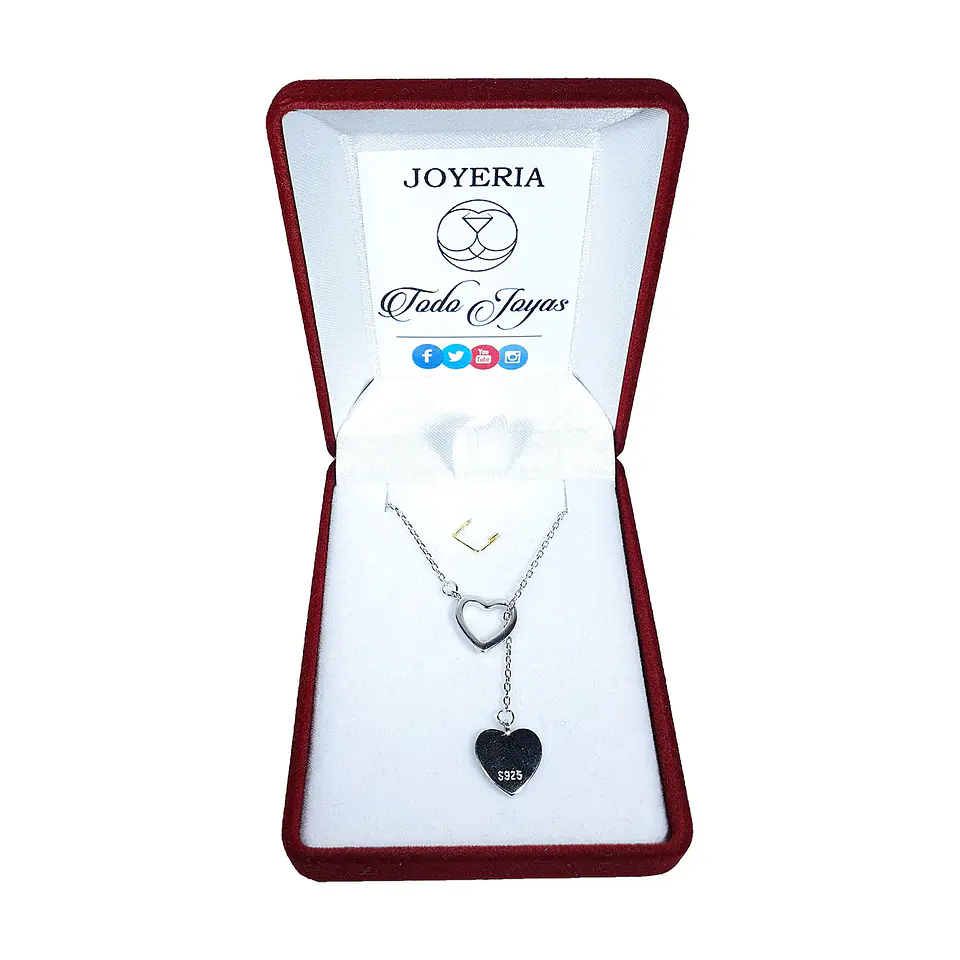 Collar Amor Doble Corazon Plateado 2