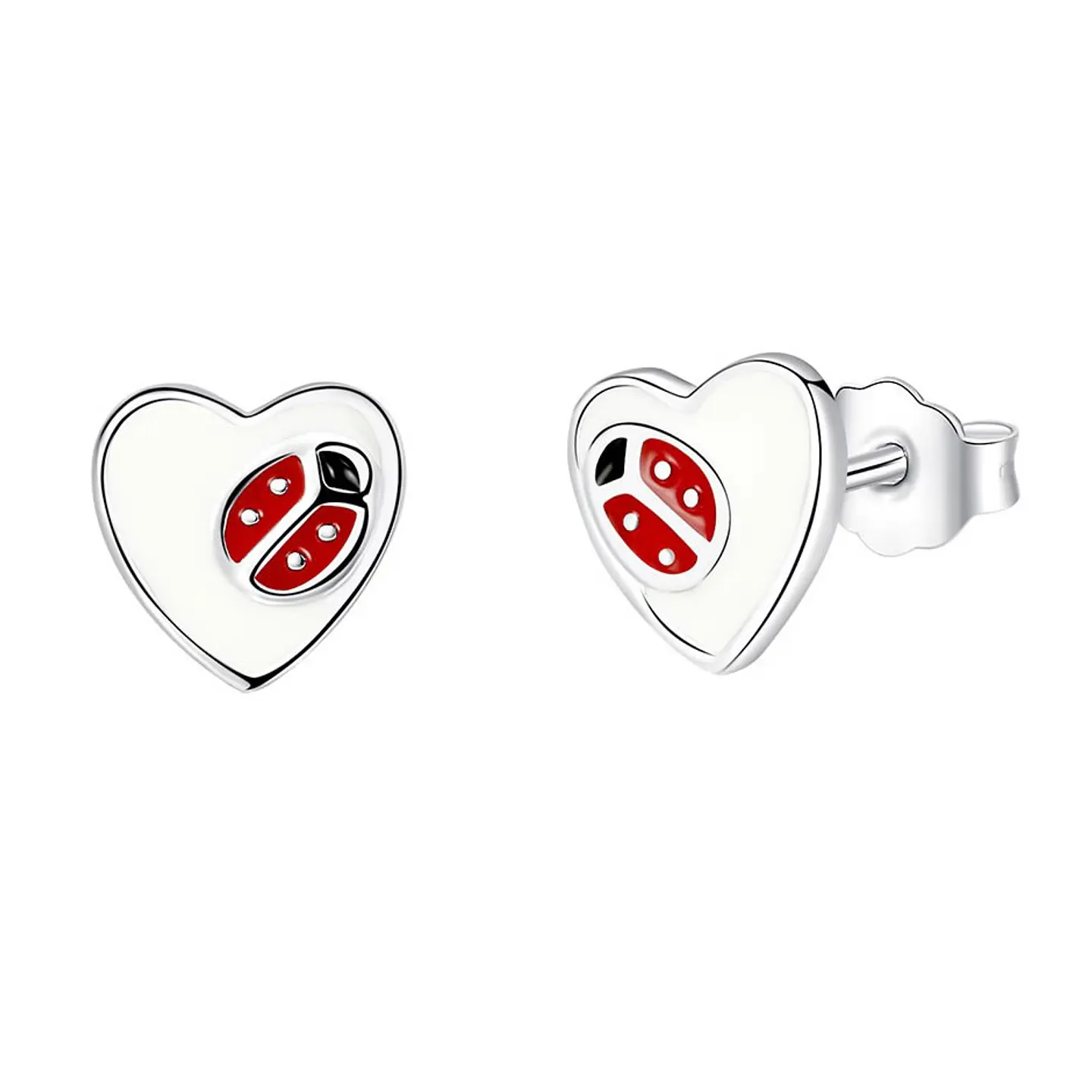 Aros Plata 925 Corazon Mariquita 1