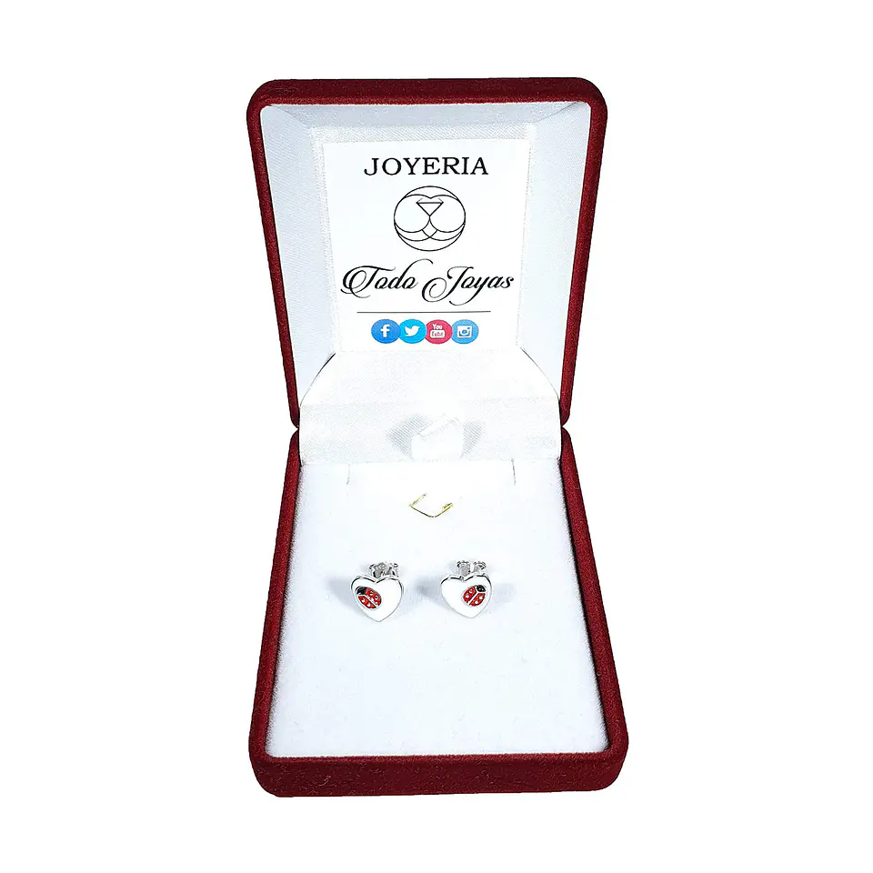 Aros Plata 925 Corazon Mariquita 2