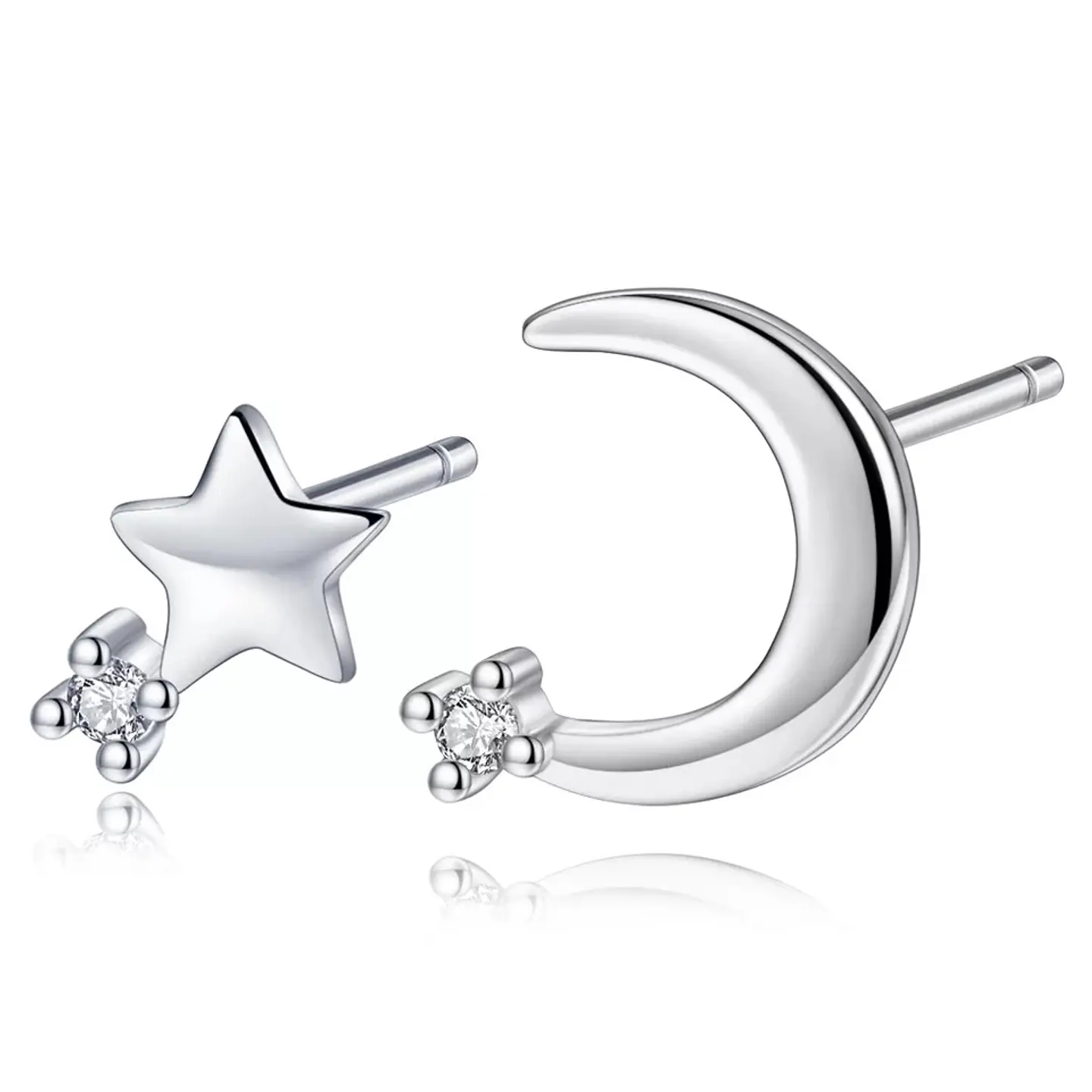 Aros de Luna y Estrella Plateado 1