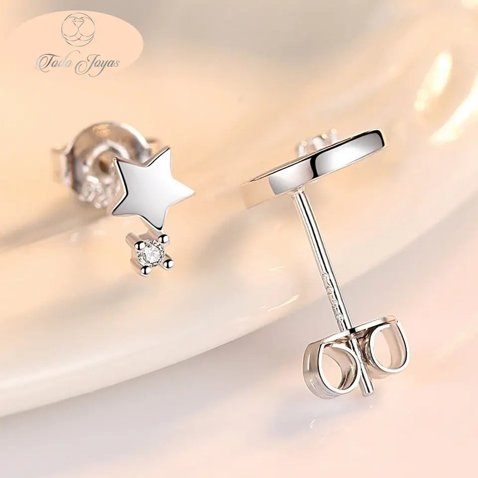 Aros de Luna y Estrella Plateado 3