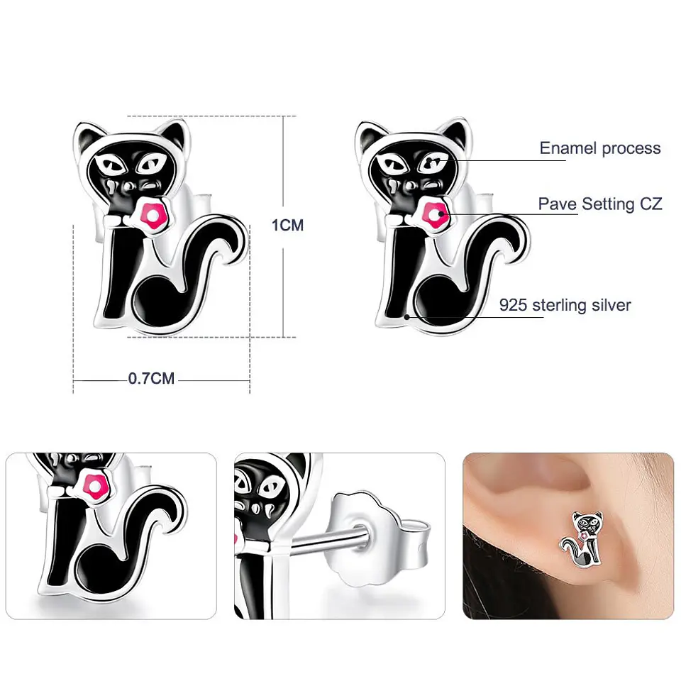 Aros Plata 925 Gato Negro 4