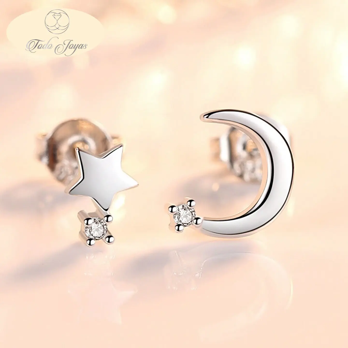 Aros de Luna y Estrella Plateado 5