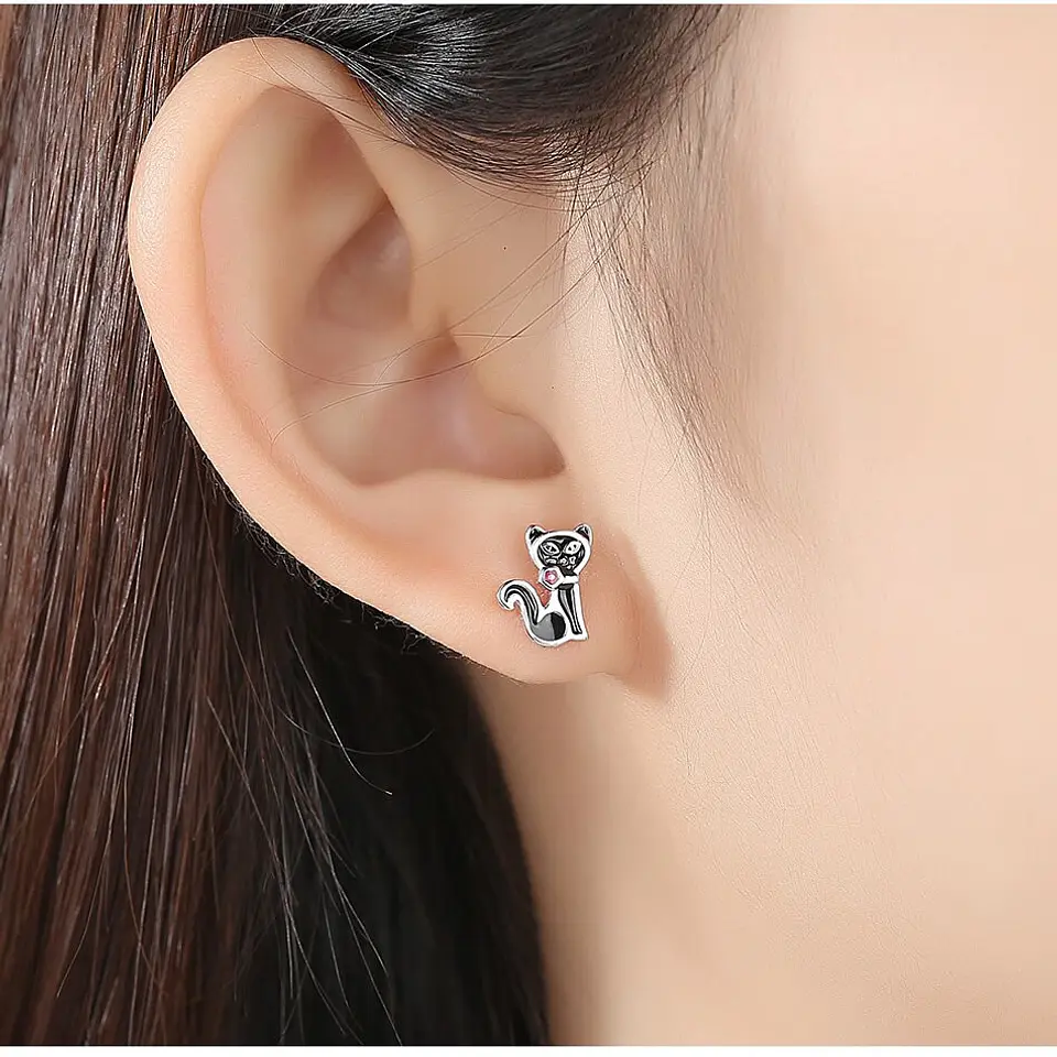 Aros Plata 925 Gato Negro 6