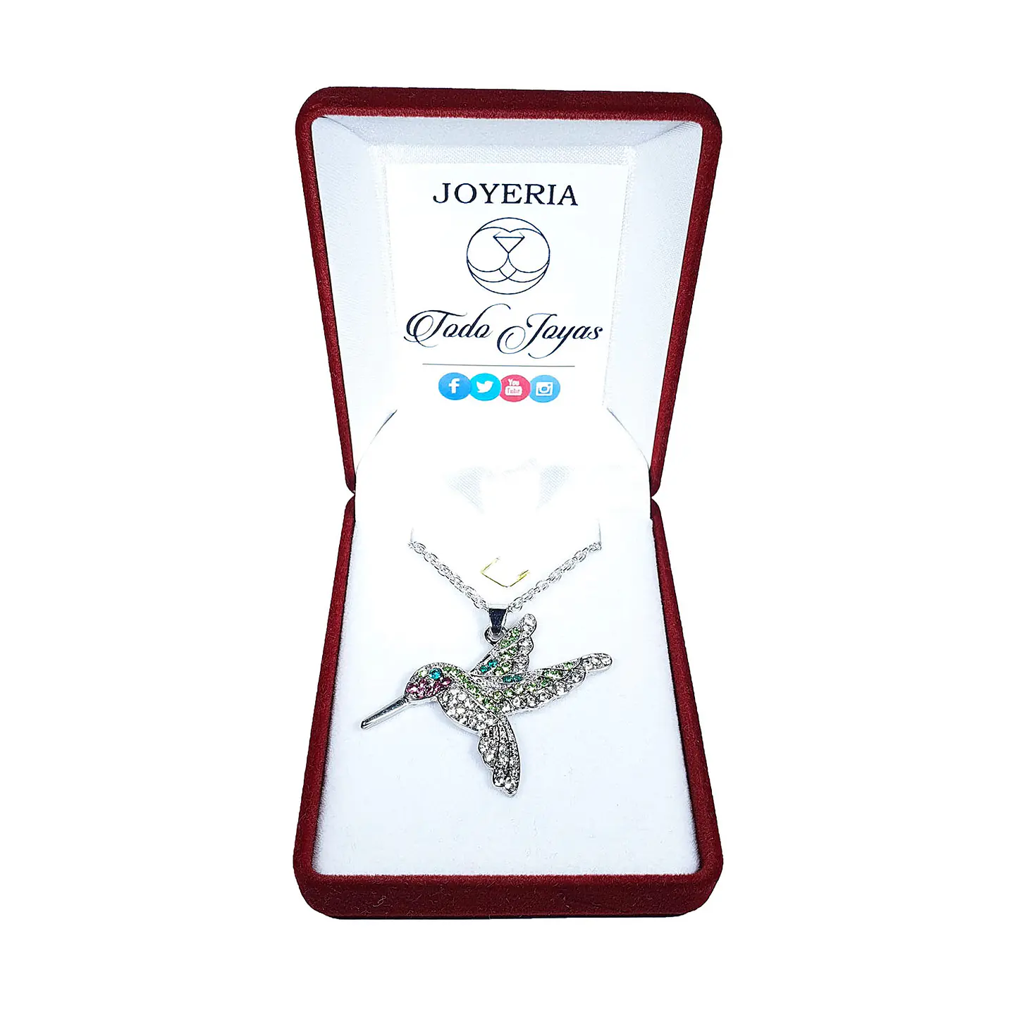 Collar Colgante Colibri con Circones Plateado 2