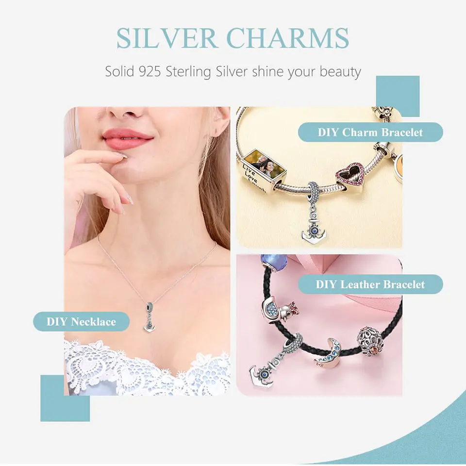 Charm Dije Plata 925 Ancla Naval 4