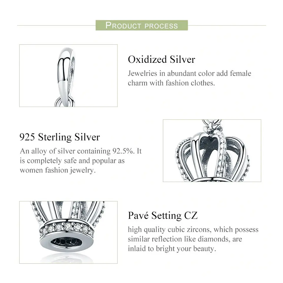 Charm Dije Plata 925 Corona Princesa 3