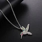 Collar Colgante Colibri con Circones Plateado - Miniatura 7