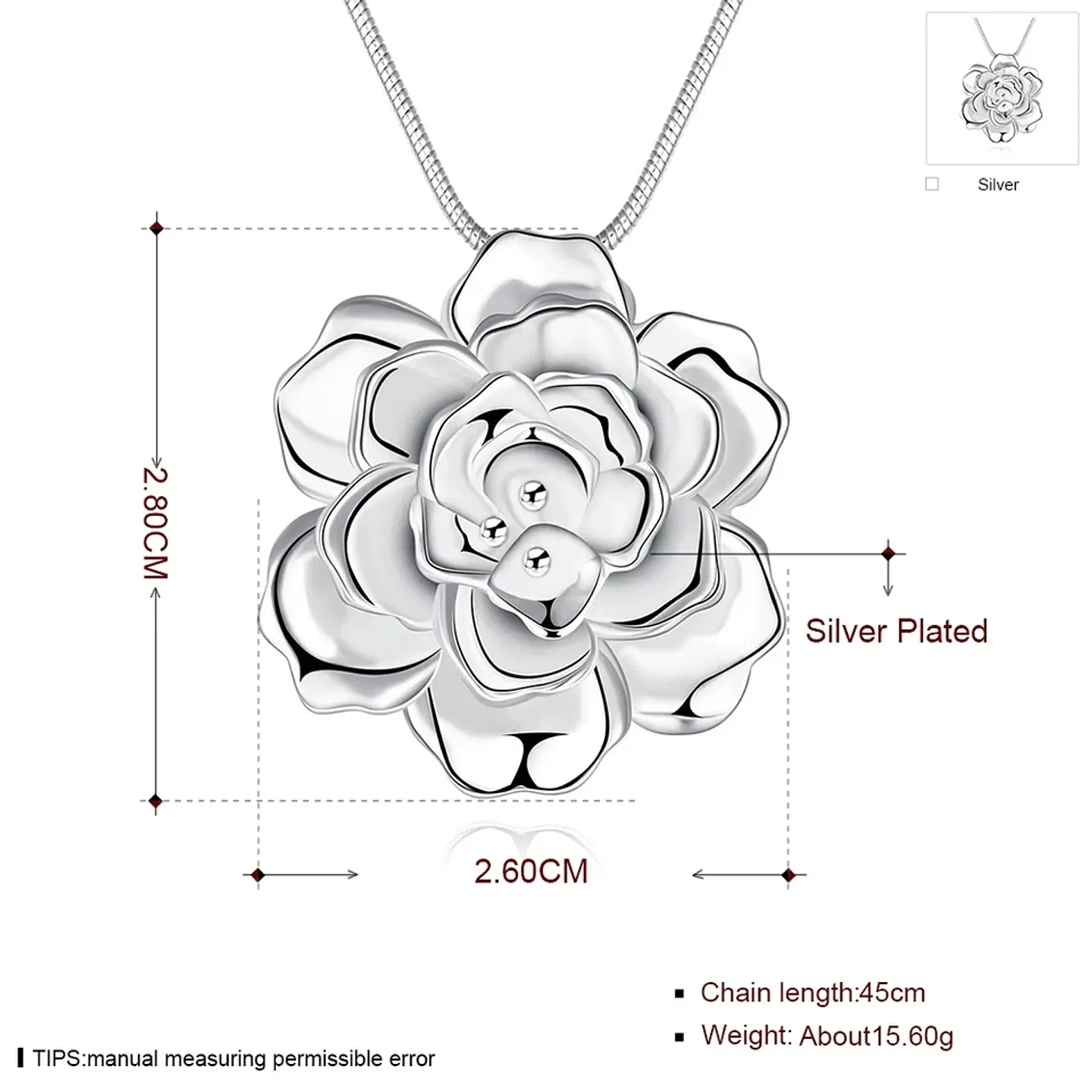 Collar Rosa Plateada 5