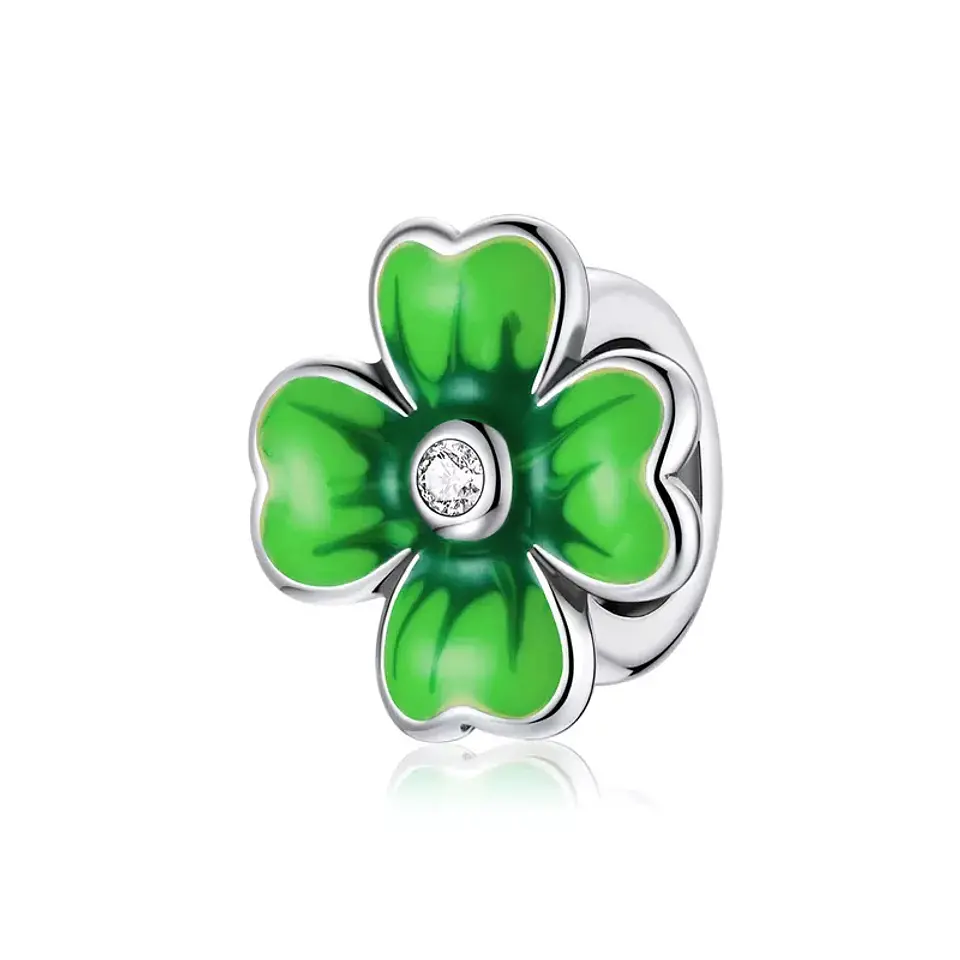 Charm Dije Plata 925 Trebol Verde 688 1