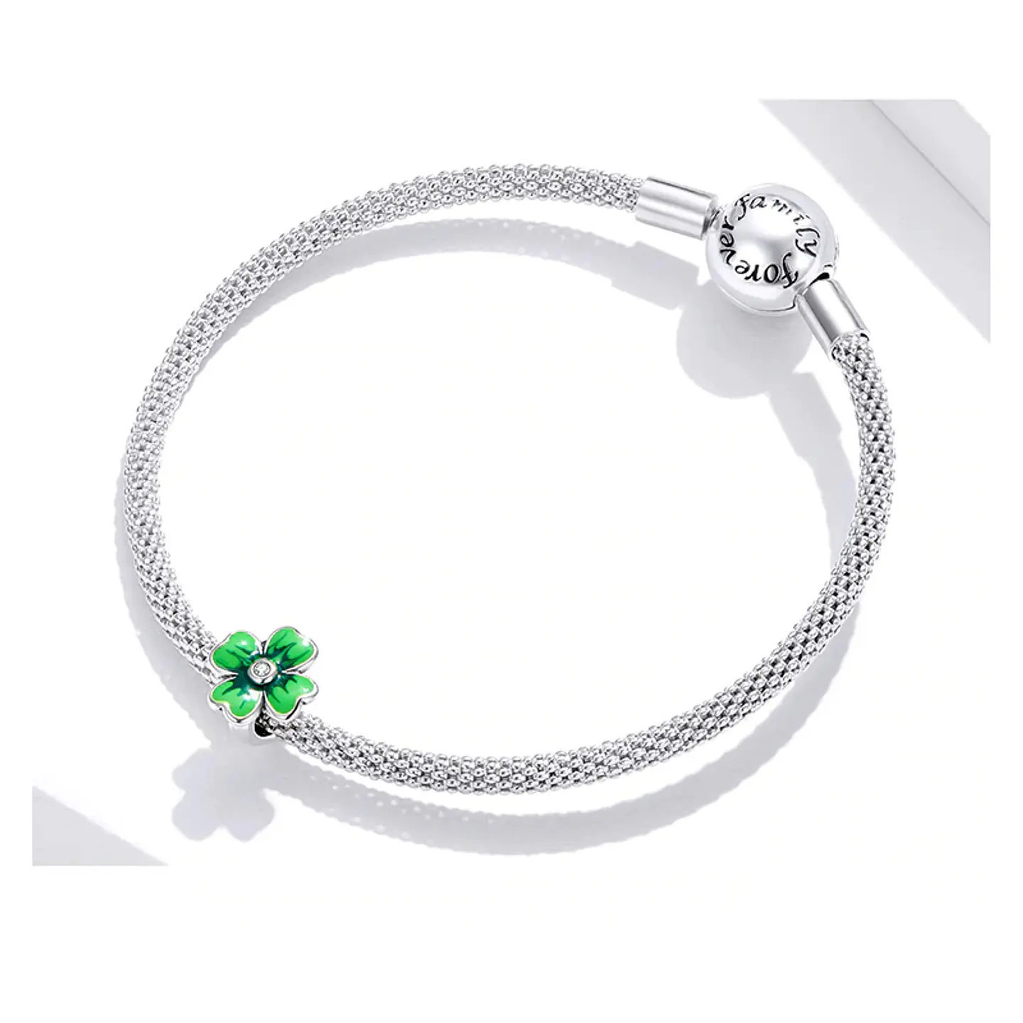 Charm Dije Plata 925 Trebol Verde 688 2