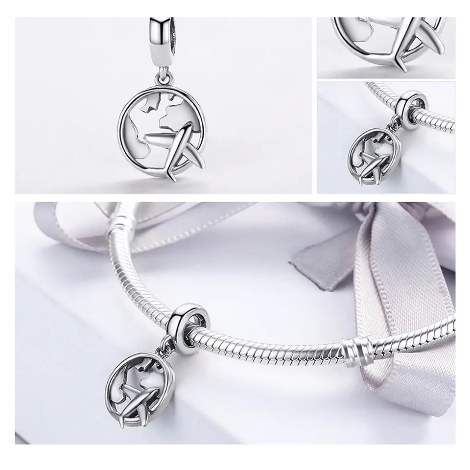 Charm Dije Plata 925 Avion Planeta 2