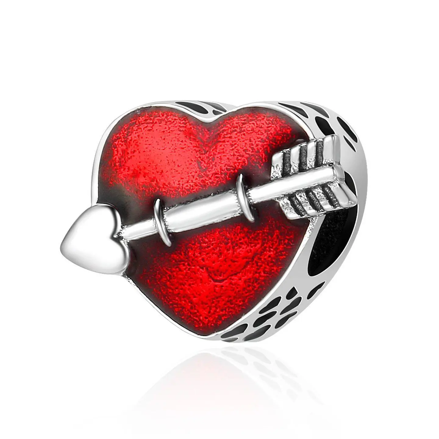 Charm Dije Plata 925 Corazon Rojo Flecha 1