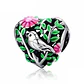 Charm Dije Plata 925 Corazon Colibri Pajaro Ave - Miniatura 1
