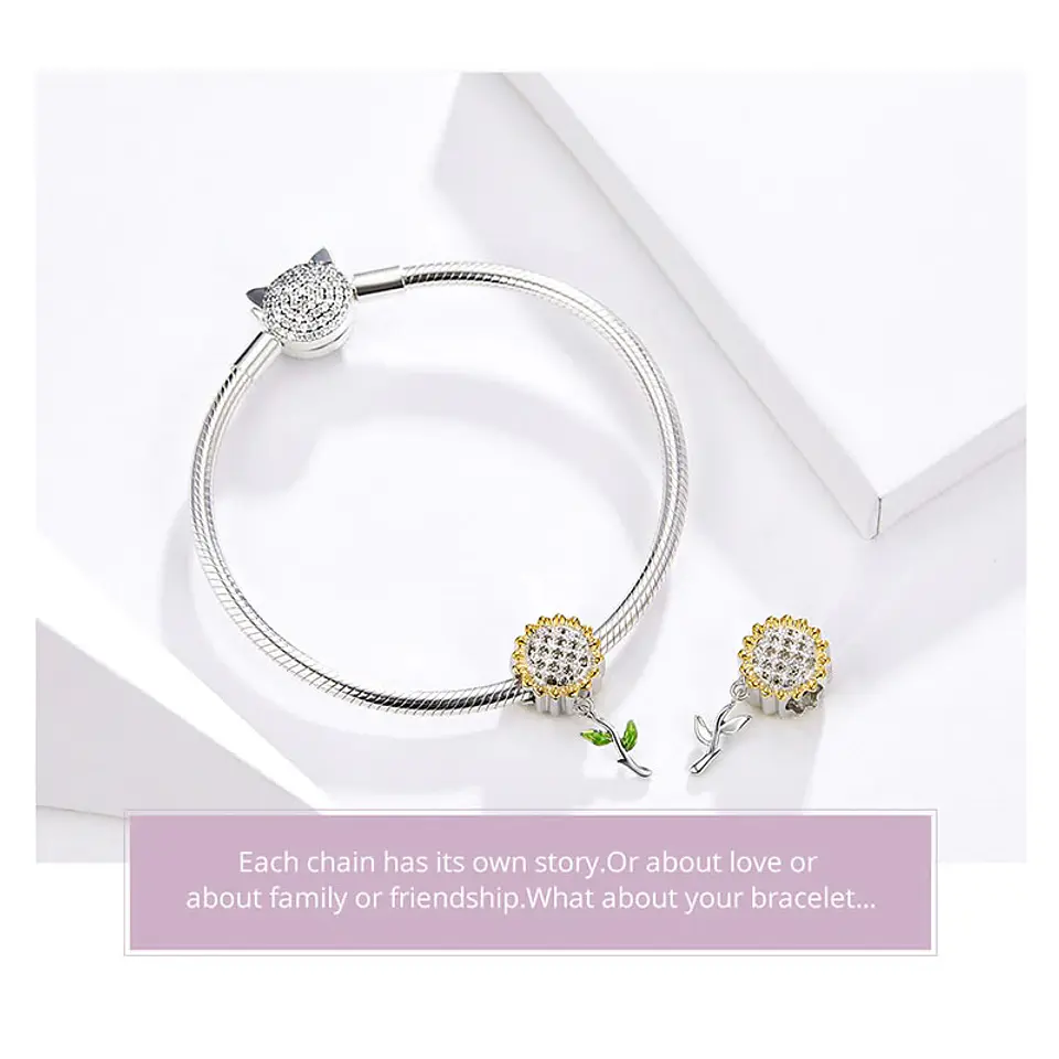 Charm Dije Plata 925 Flor Girasol 4