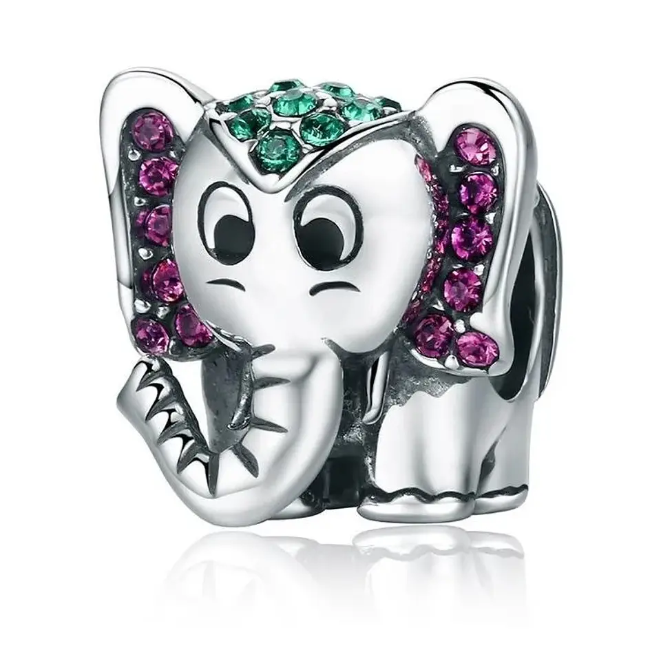Charm Dije Plata 925 Elefante Circones Colores 1