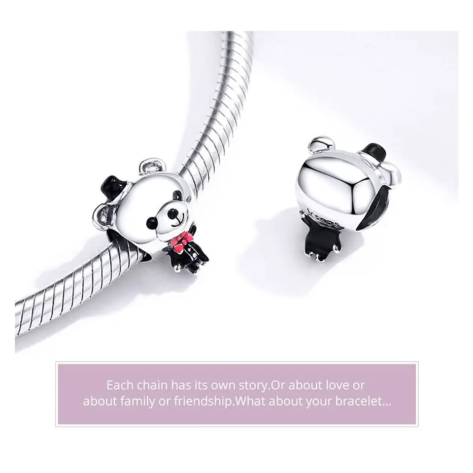 Charm Dije Plata 925 Oso Elegante 3