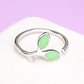Anillo Doble Hoja Verde Plateado - Miniatura 2