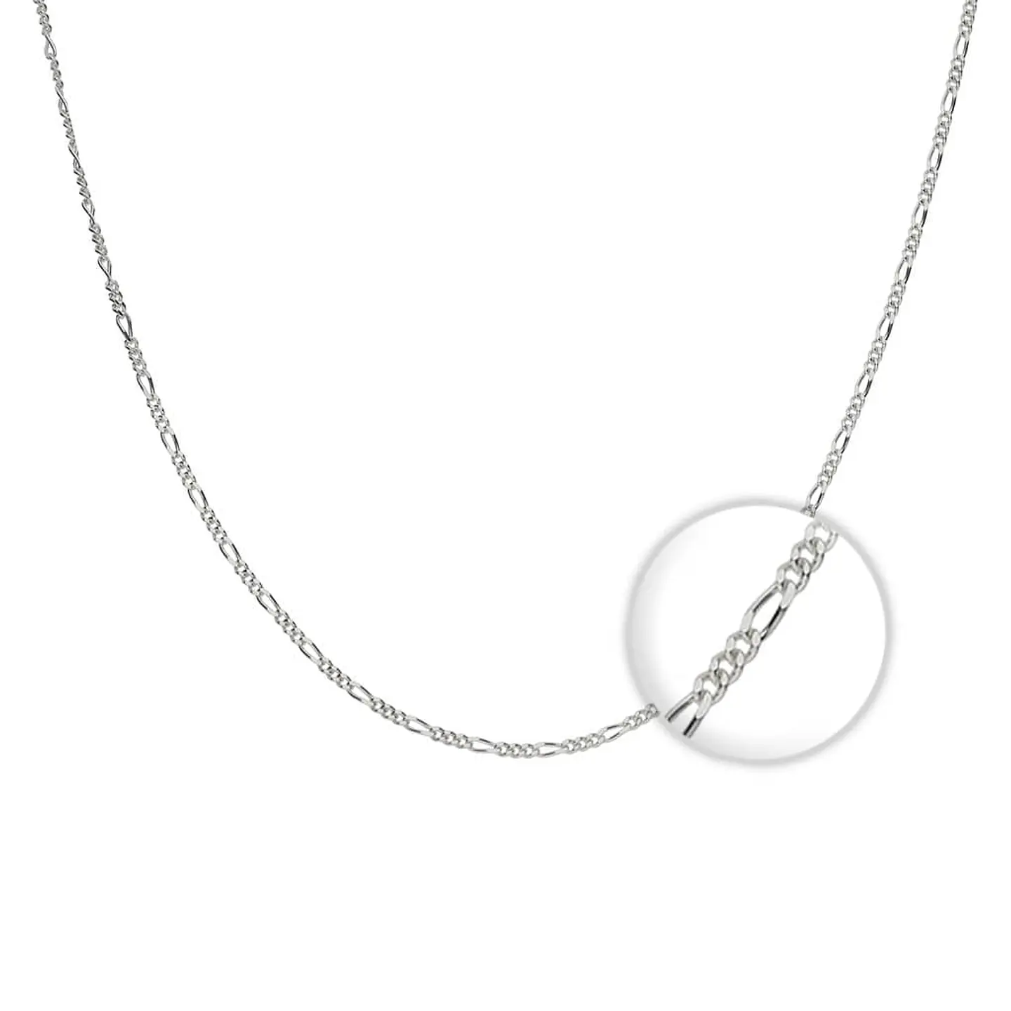 Cadena Plata 925 1mm 50cm Modelo Figaro 1