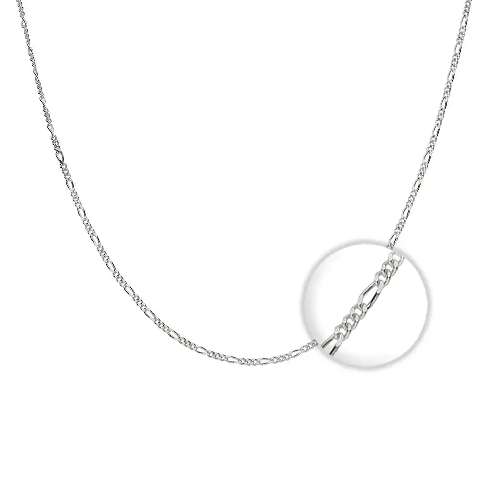 Cadena Plata 925 1mm 50cm Modelo Figaro 1