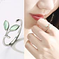 Anillo Doble Hoja Verde Plateado - Miniatura 4
