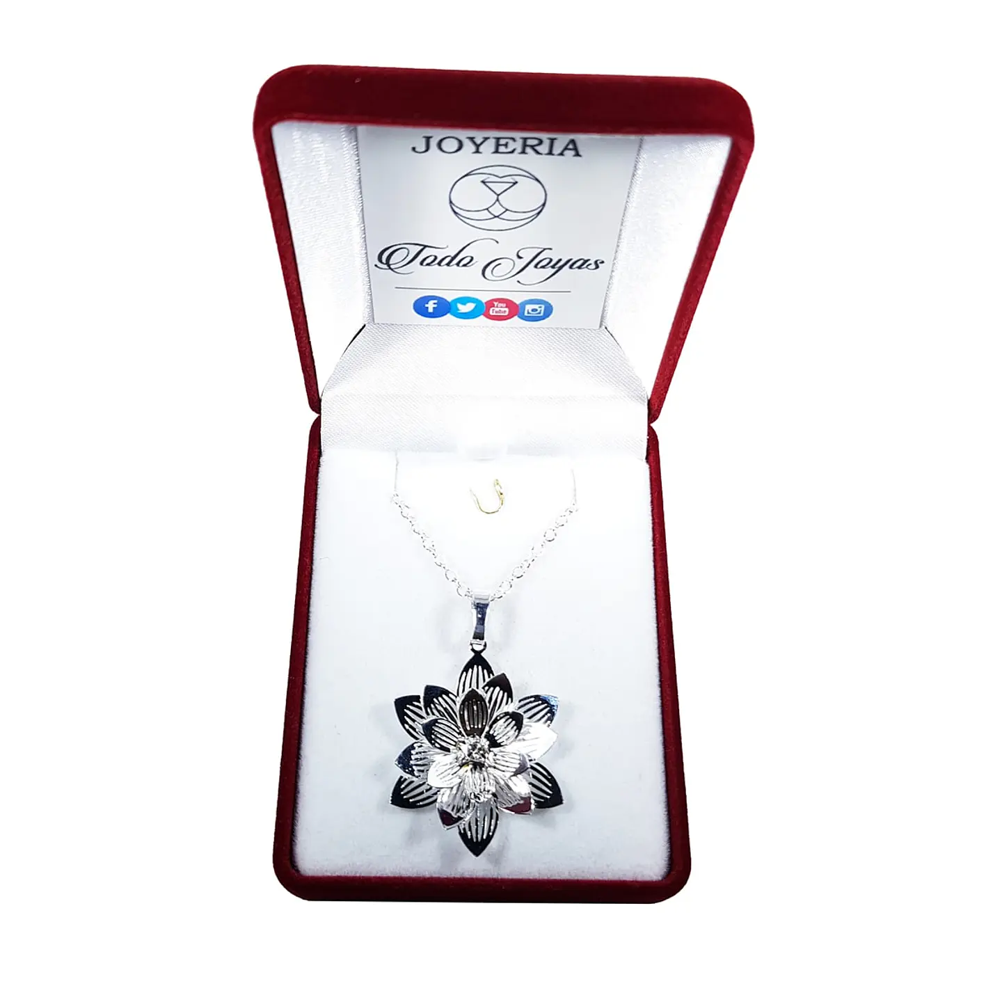 Collar Colgante Flor de Loto Plateado 2