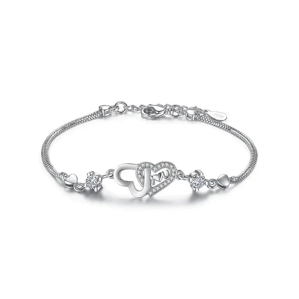 Pulsera Corazones con Circones Plateado 1