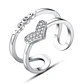 Anillo Corazon Doble Arco Circones Plateado - Miniatura 1