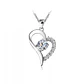 Collar Colgante Corazon con Circones Plateado - Miniatura 1