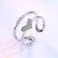 Anillo Corazon Doble Arco Circones Plateado - Miniatura 4