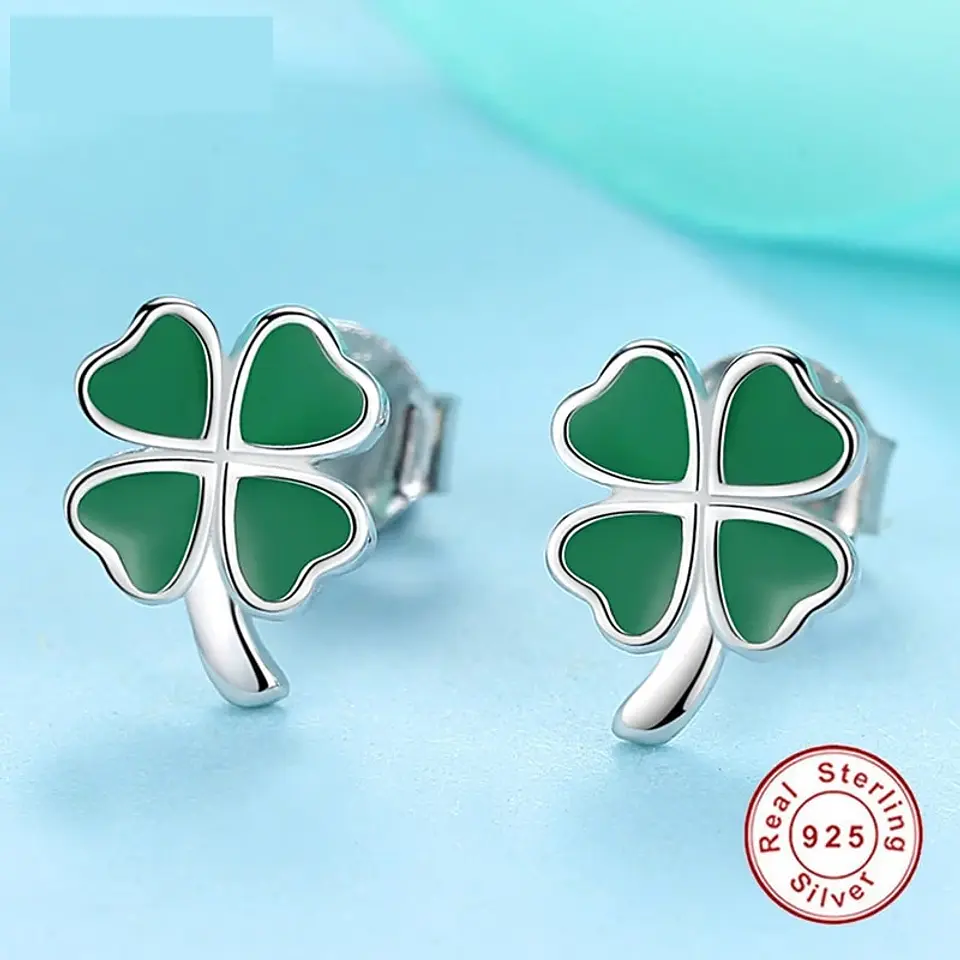 Aros Plata 925 de Trebol 4 Hojas 3